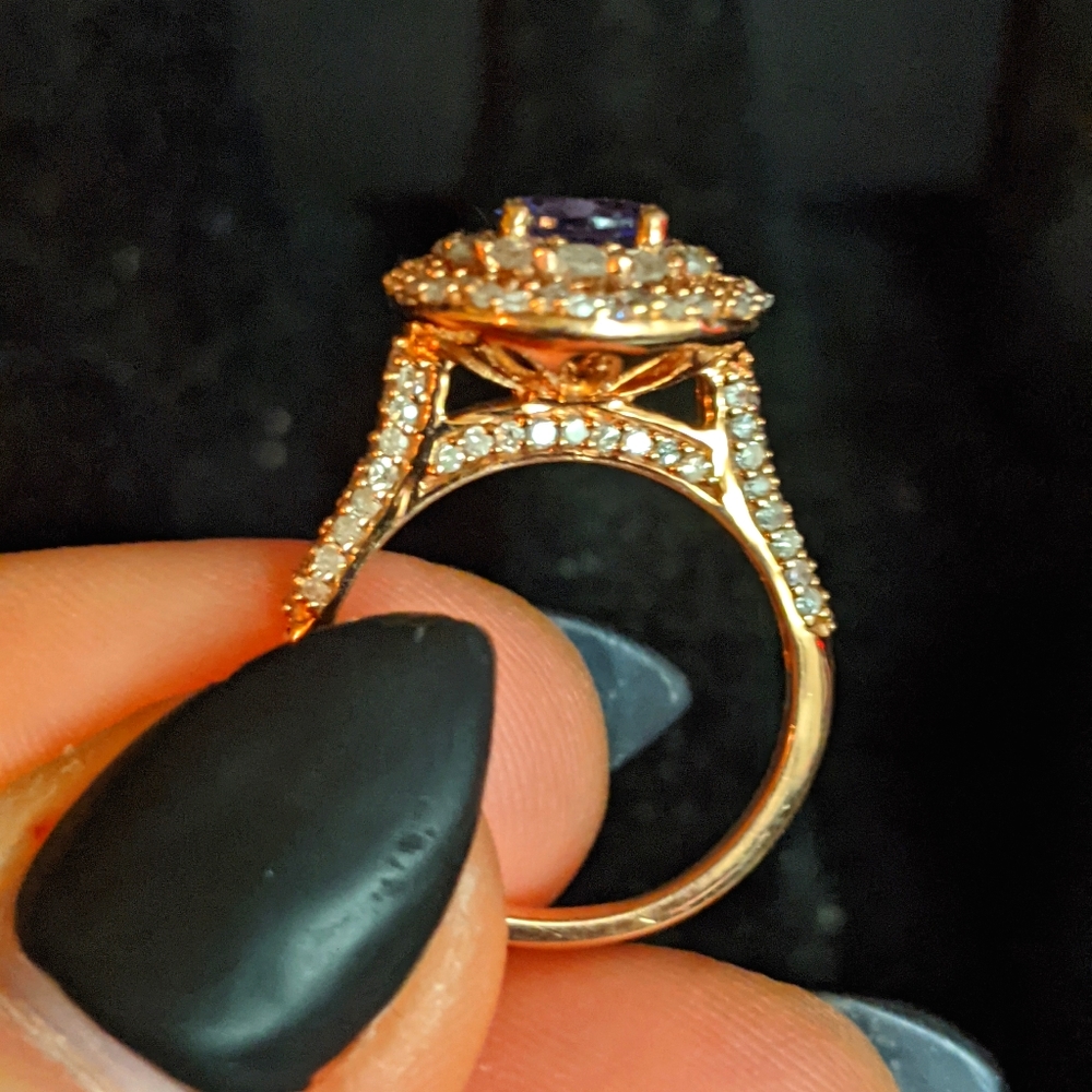 14kt rose gold, Tanzanite and diamond ring